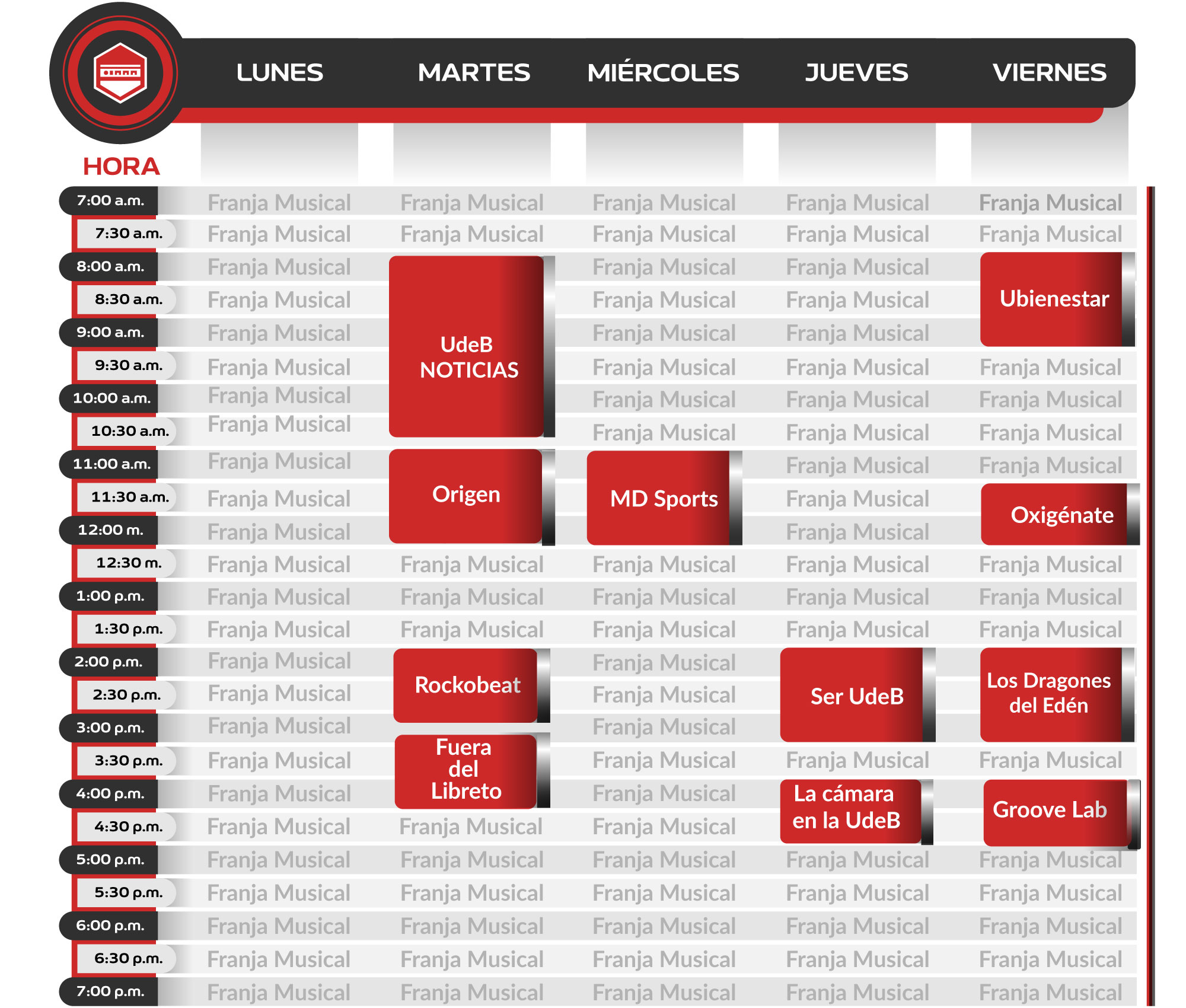 parrilla de programación UdeB Virtual Radio
